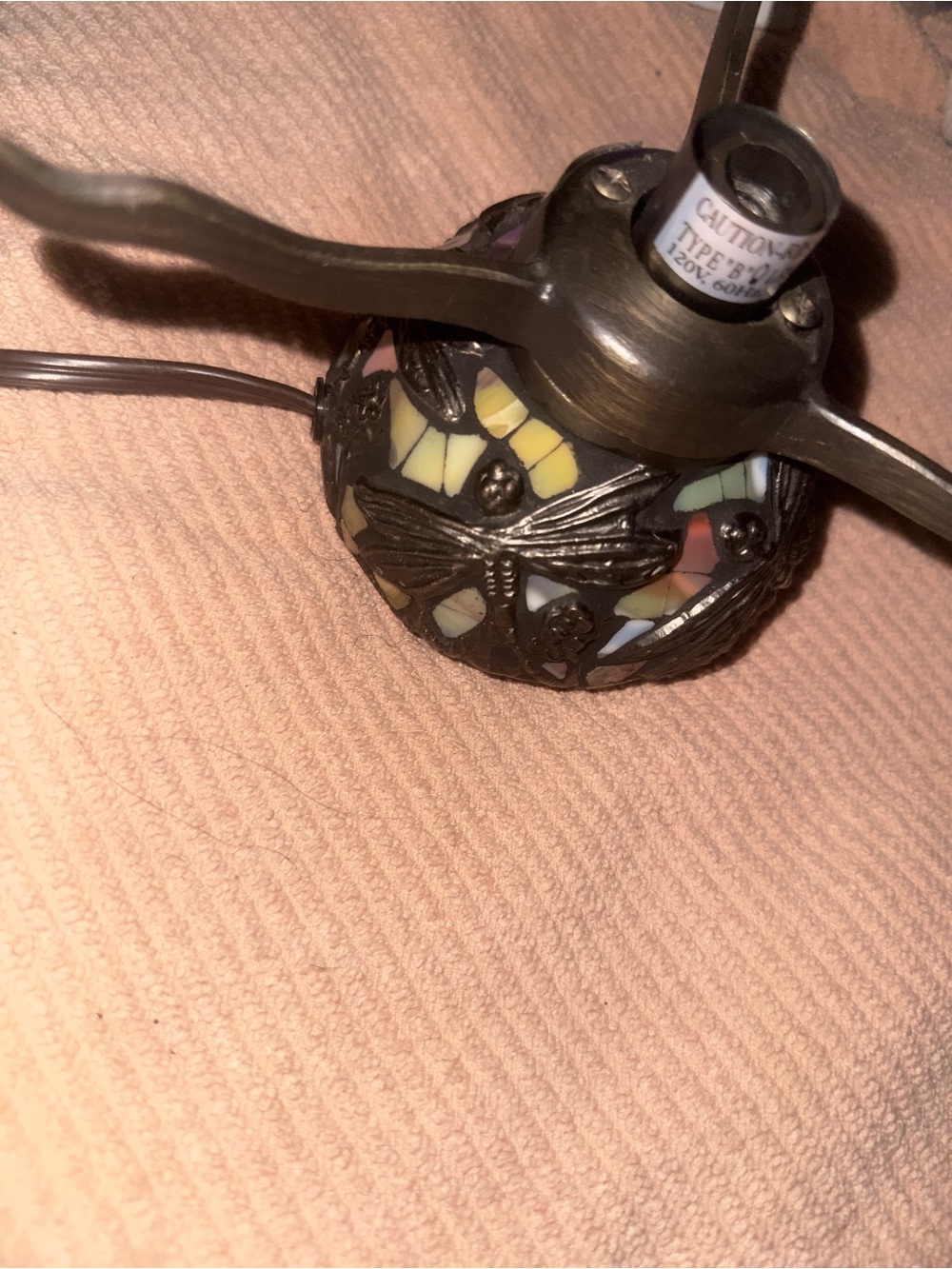 Stained Glass Dragonfly Accent Lamp Base - Multicolor
